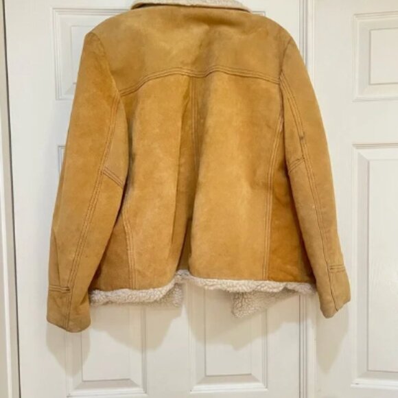 VNTG The Leather Shop 70s Suede Leather Sherpa Lined Range Coat Jacket Western M - Picture 5 of 15